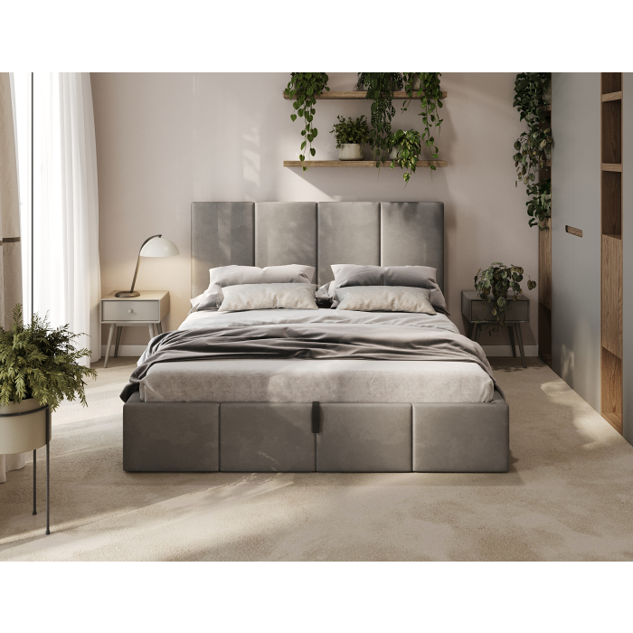 Schlichtes Bett Grau Schlafzimmer Einrichtung